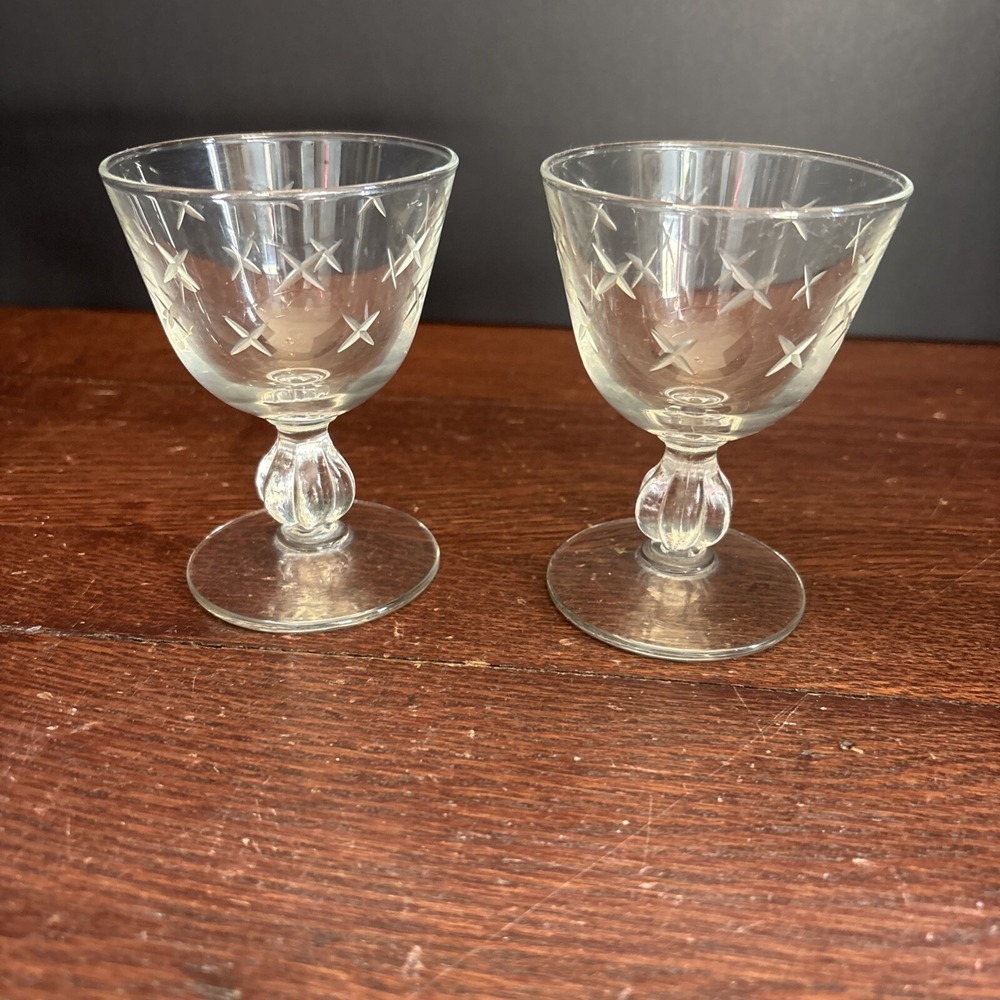Libbey Rock Sharpe Stardust #3003 Stem 3 7/8" Liquor Cocktail Set Of‎ 2